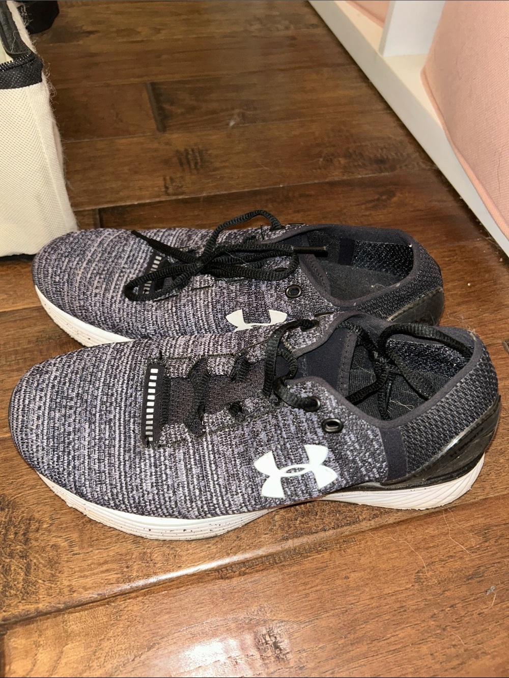 Under Armour Kids' Black and Heathered Gray Knit Sneakers